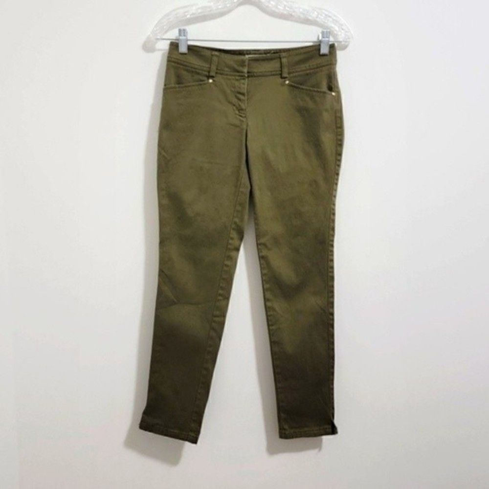 Cache Low Rise Army Green Split Ankle Pants Size 0